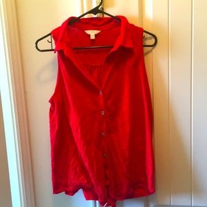 Time and Tru red tank with knotted front